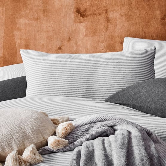 Ultra Soft Jersey Grey Stripe Pillowcase