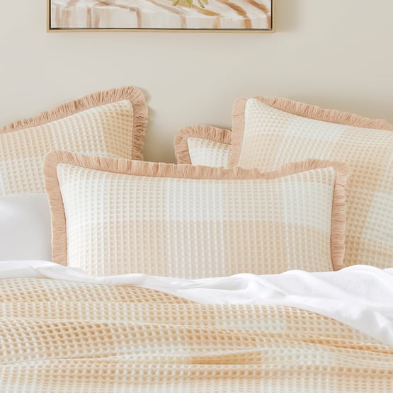 Harlem Waffle Check Pink Sand Pillowcases