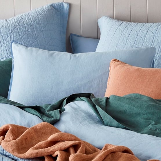 Vintage Washed Linen Dusty Blue Quilt Cover Separates
