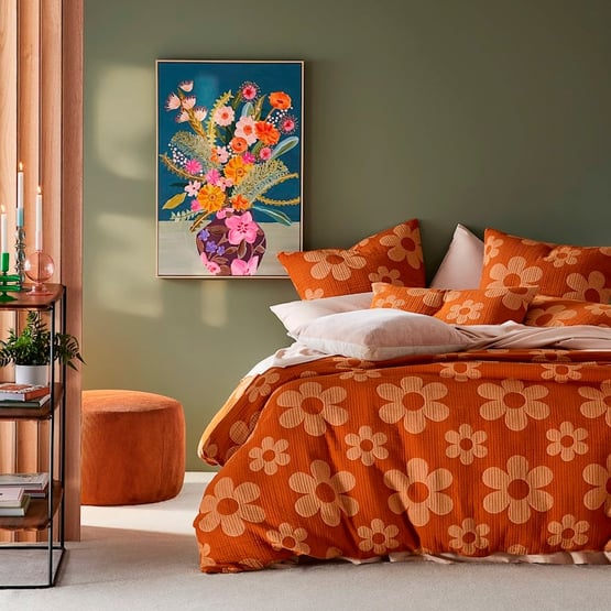Marigold Burnt Orange Matelasse Quilt Cover + Pillowcases