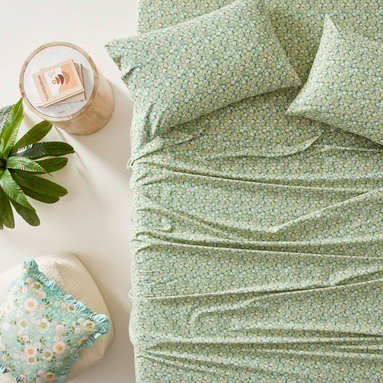 Printed Harper Floral Green Sheet Set