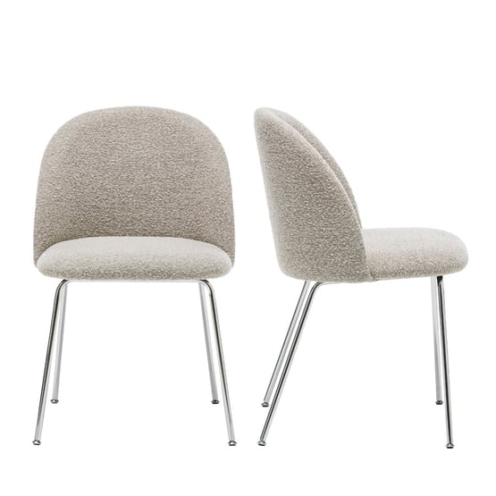 Otis Dove Boucle & Chrome Dining Chair Set of 2