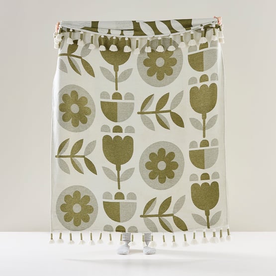 Esme Retro Natural & Green Throw
