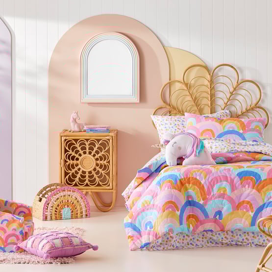 Rainbow Burst Multi Quilted Quilt Cover Set