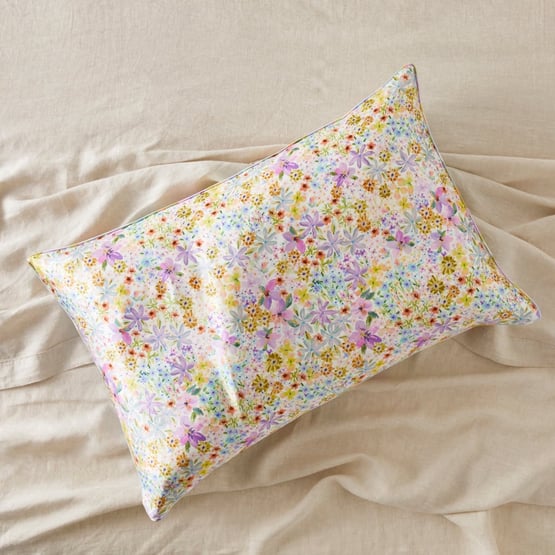 Sienna Floral & Stripe Pure Silk Printed Pillowcase