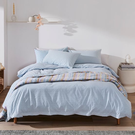 Remi Soft Blue Quilt Cover Set + Separates