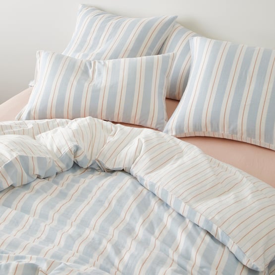 Cove Sky Blue Stripe Quilt Cover Set + Separates