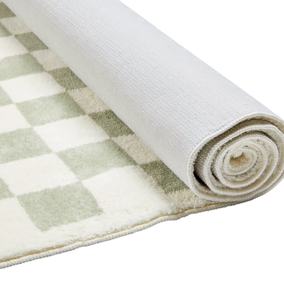Supersoft Checkerboard Sage Washable Rug Runner