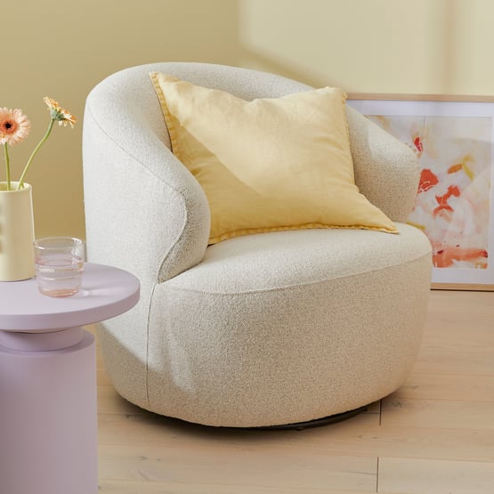 Kansas Pearl Boucle Swivel Chair