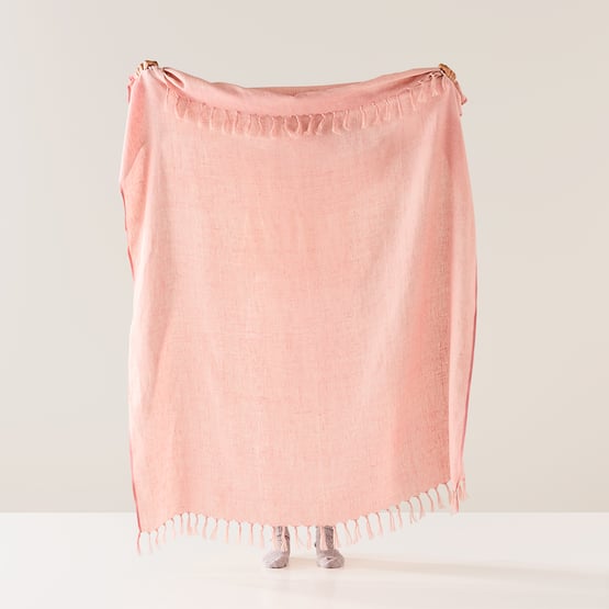 Malmo Peony Pink Linen Throw