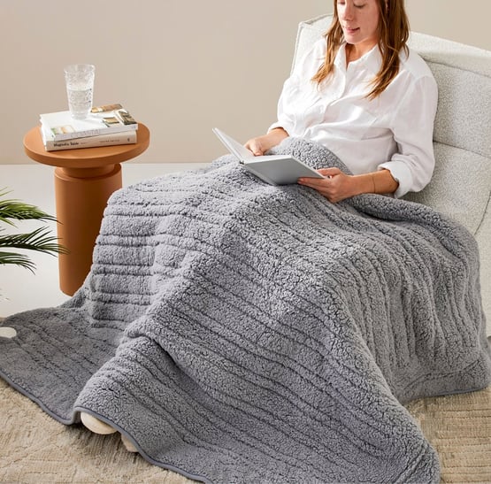 Sherpa Ash Grey Heated Blanket