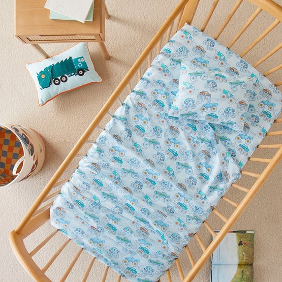 Big Off Road Adventure Blue Cot Sheet Set