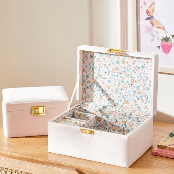 Velvet Pink Floral Jewellery Box