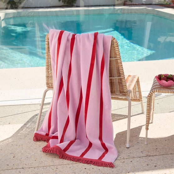 Luxe Velour Orchid Stripe Beach Towel
