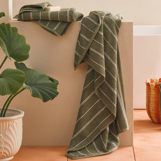 Hudson Stripe Avocado & Natural Towel Range