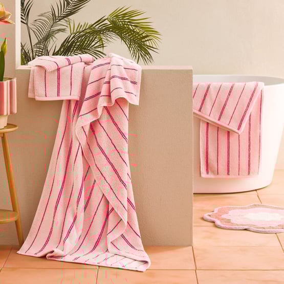 Hudson Candy Pink & Strawberry Stripe Towel Range