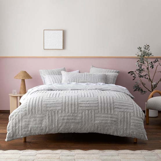 Drew Silver Faux Fur Quilt Cover Separates