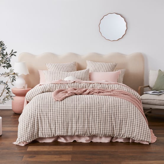 Eva Cream Check Quilt Cover Separates