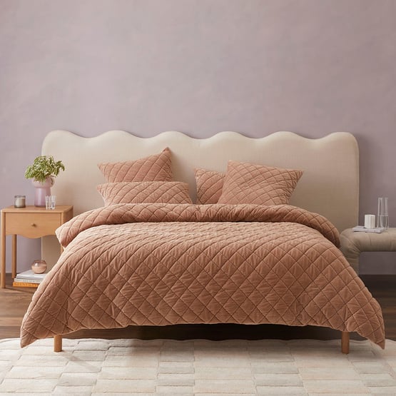 Sawyer Velvet Hazelnut Quilted Quilt Cover Separates