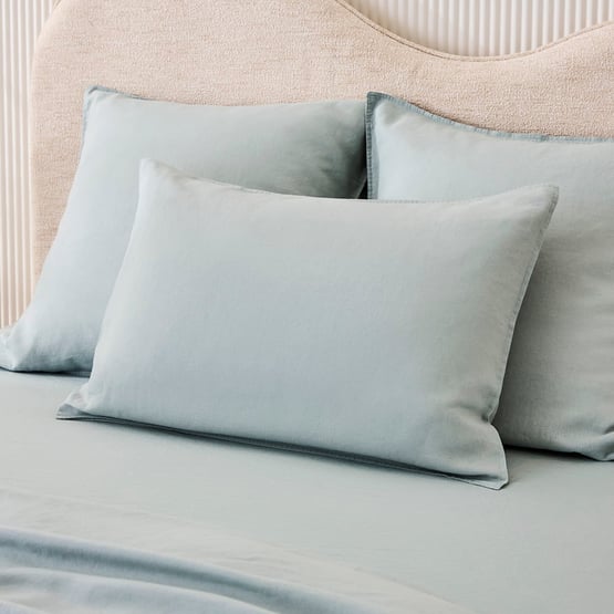 Vintage Washed Linen Duck Egg Pillowcases