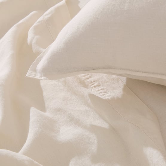 Vintage Washed Linen Coconut Sheet Set