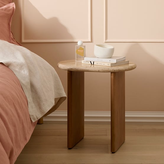 Travertine Chestnut Side Table