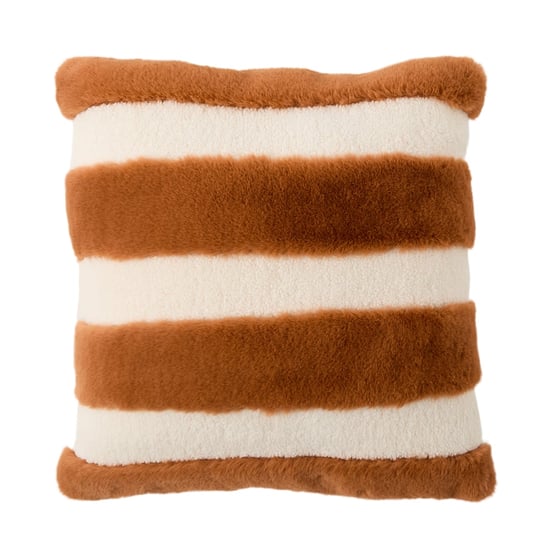 Neve Stripe Natural & Hazel Fur Cushion