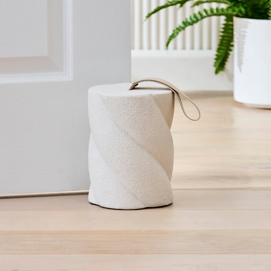 Elwood White & Tan Twist Doorstop