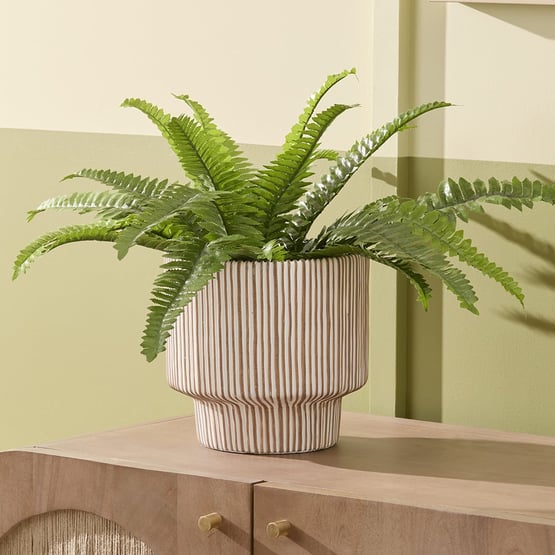 Pompeii White & Brown Stripe Pot