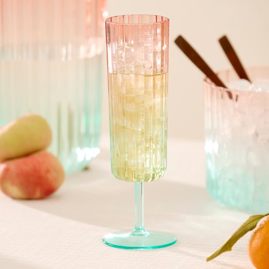 Positano Blue & Pink Champagne Glass