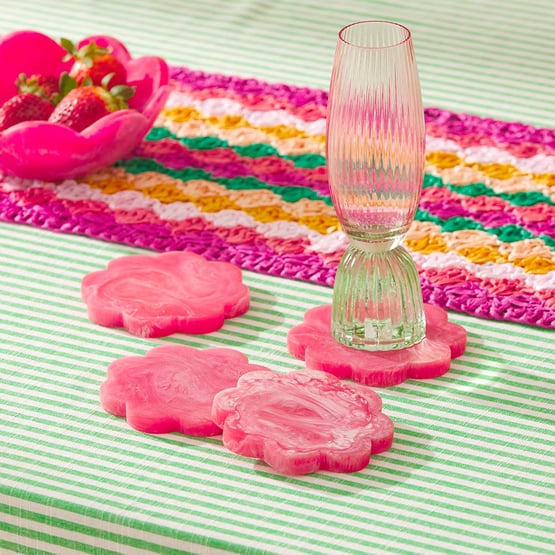 Calypso Matte Raspberry Scalloped Resin Coasters Set of 4