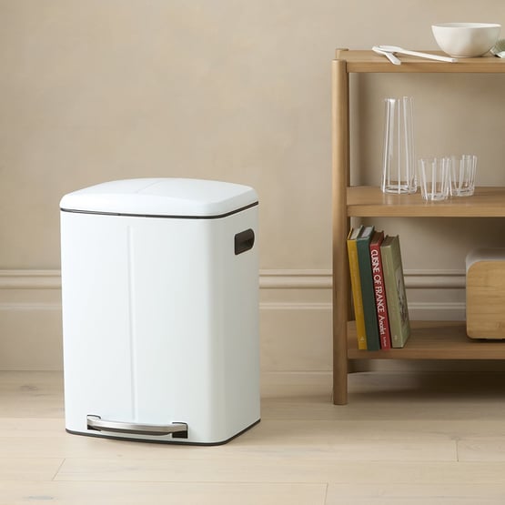 Retro White Double Kitchen Bin