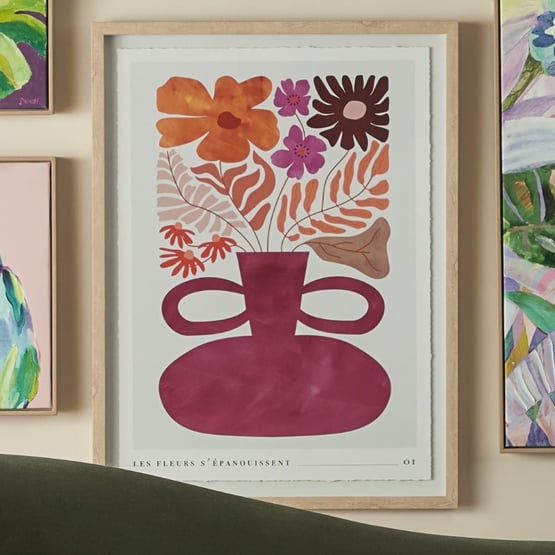 Vintage Les Fleurs Epanouissent Pink Wall Art