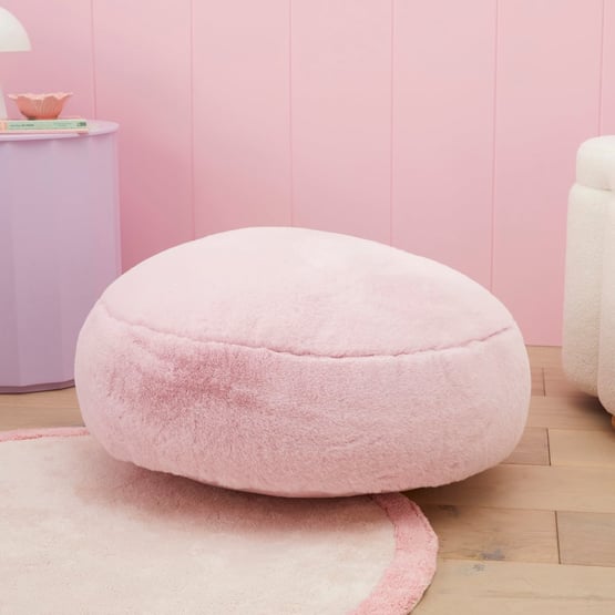 Frankie Powder Pink Faux Fur Floor Cushion