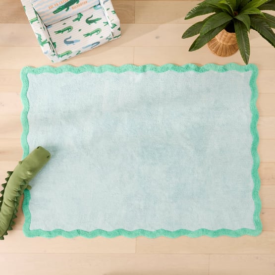 Blue & Green Wavey Edge Rug