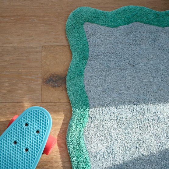 Blue & Green Wavey Edge Rug