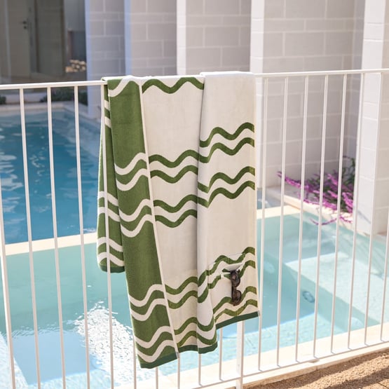 Swell Green Luxe Velour Pocket Beach Towel