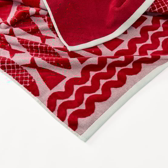Coral Bay Red Terry Textured Beach Towel