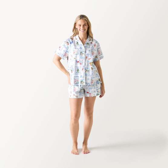 Womens Amalfi Blue Short Pyjama Set