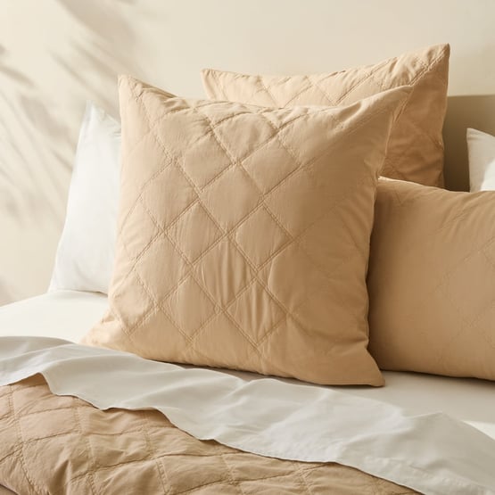 Stonewashed Cotton Sesame Quilted Pillowcases