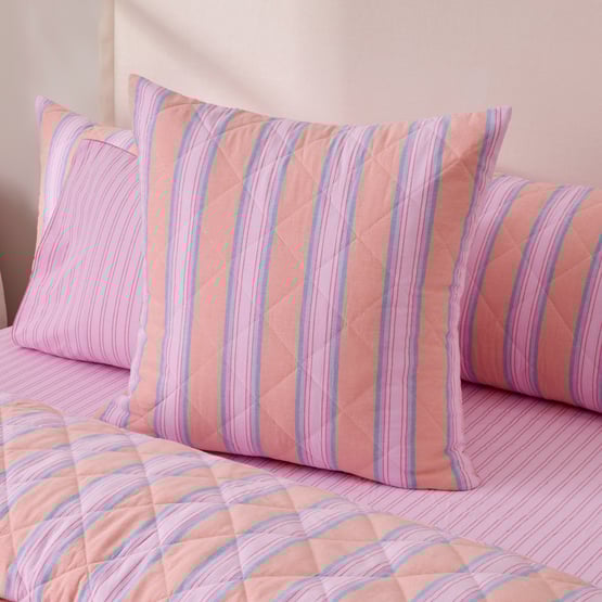 Yarn Dyed Lottie Pink Stripe Quilted Pillowcases