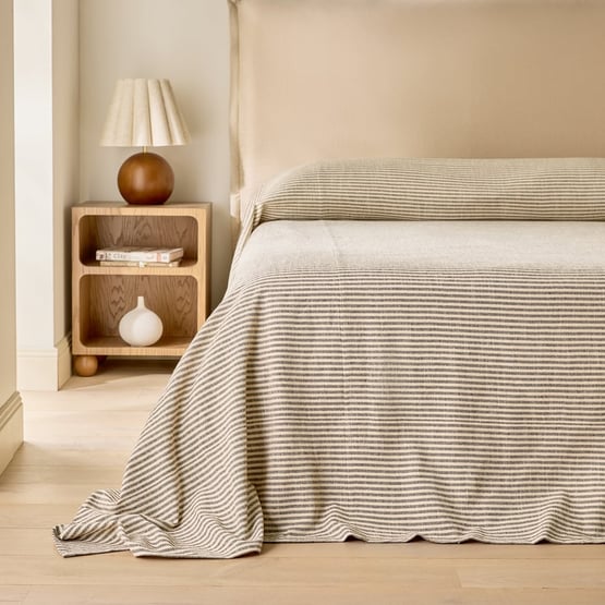 Noa Black & Natural Stripe Bedcover Separates
