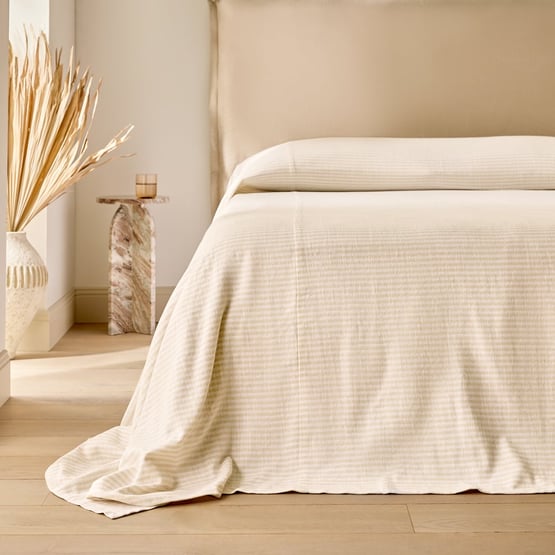Noa Natural & White Stripe Bedcover Separates