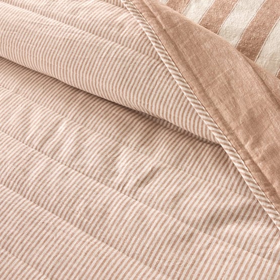 Linen Cotton Pecan Stripe Quilted Pillowcases