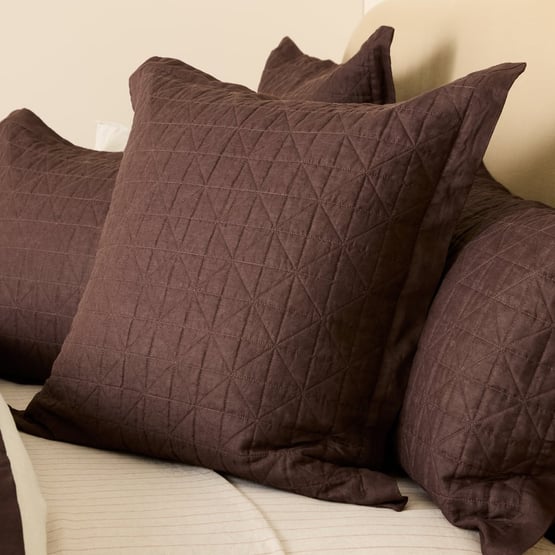 Vintage Washed Linen Chocolate Quilted Pillowcases