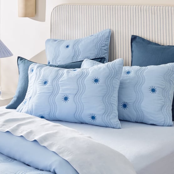 Starburst Blue Quilted Pillowcases