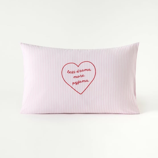 Less Drama More Pyjama Embroidered Text Pillowcase
