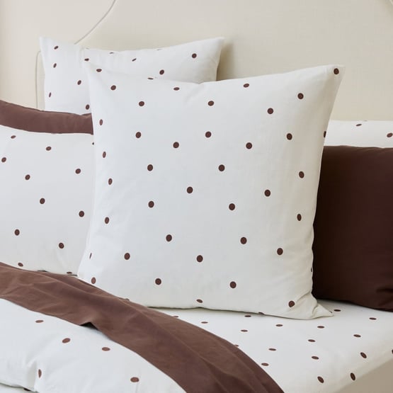 Stonewashed Cotton Chocolate & Coconut Spot Pillowcases
