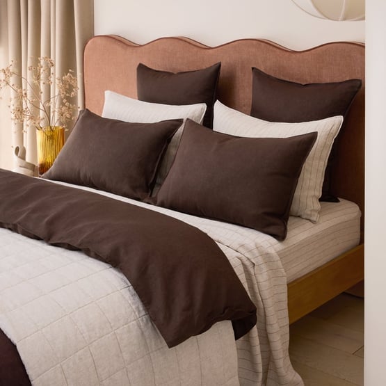 Vintage Washed Linen Chocolate Pillowcases