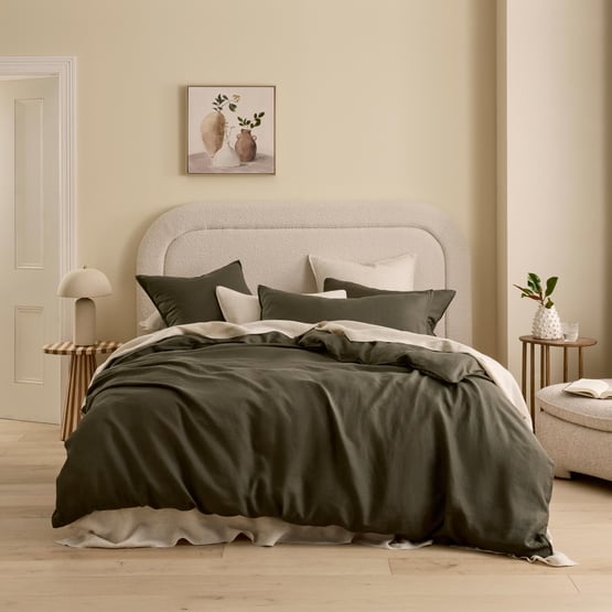 Vintage Washed Linen Thyme Quilt Cover Separates